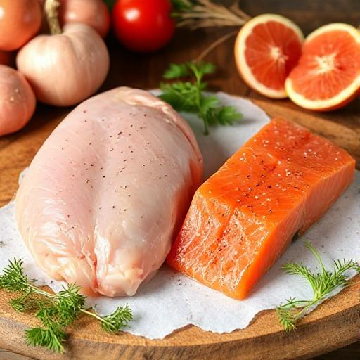 Frozen Dog Food Chicken & Salmon Mince 20 x 500g chubs 10kg box - rawbarffood.co.uk